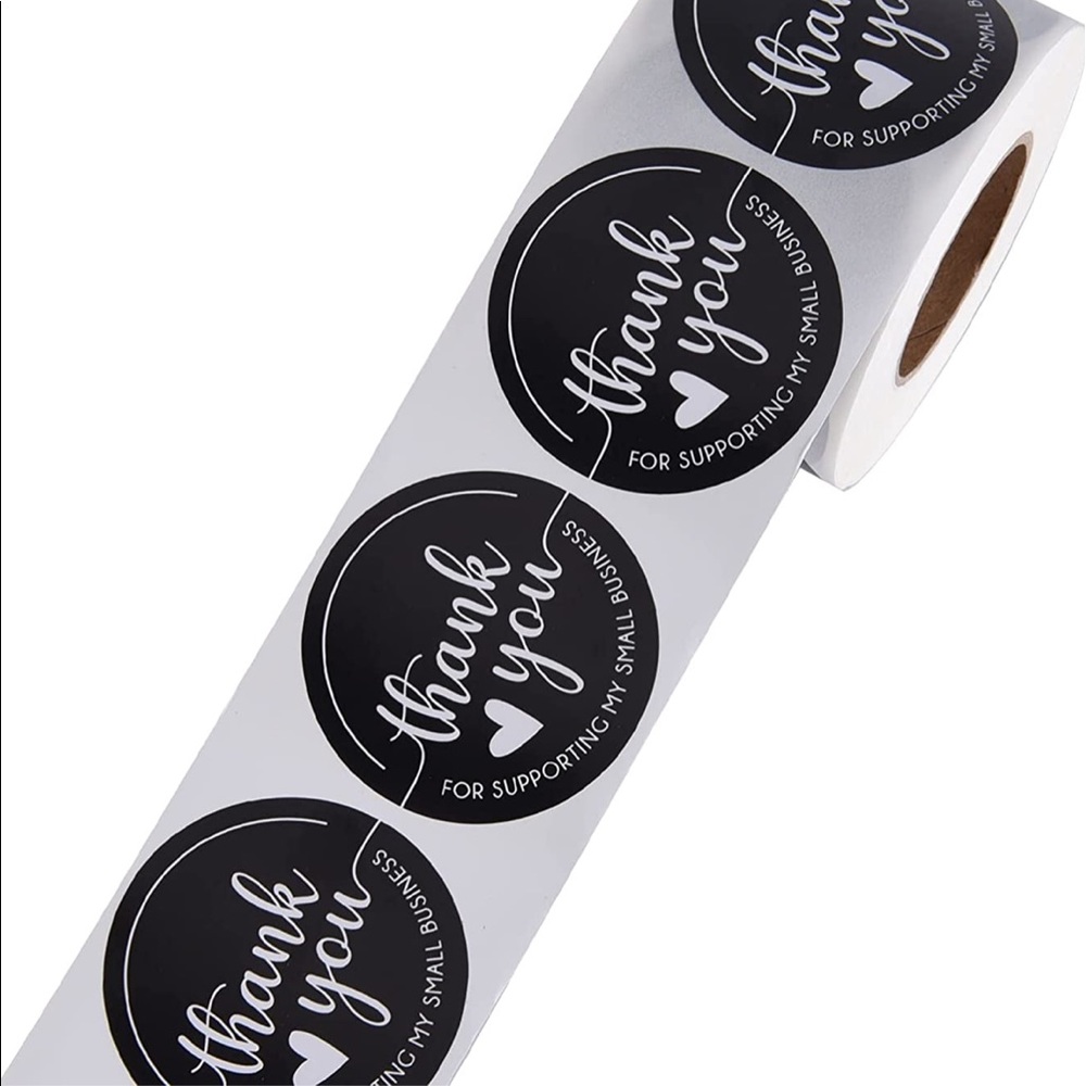 🖤50 Black and white 2 inch Thank you stickers - Picture 5 of 5